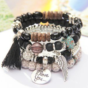 I Love You Bracelet Set - Black&White